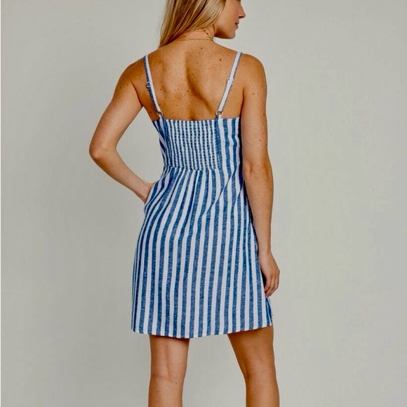 Old Navy Linen Blue White Stripe Mini Sundress XL - Picture 2 of 7